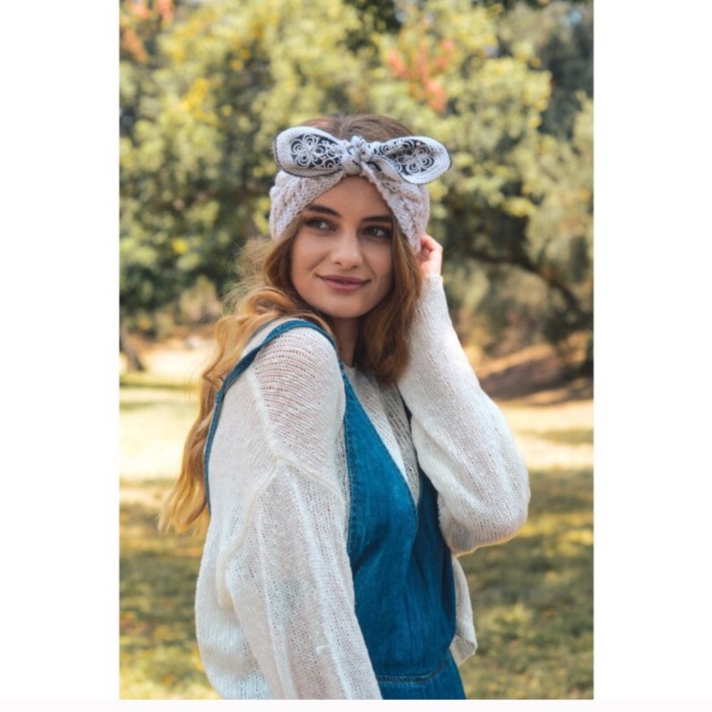 Ivory bow headband - Picture 5 of 7